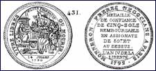 M&eacute;daille de Confiance de cinq-sols remboursable en Assignats de 50.ET au dessus. (Coin)